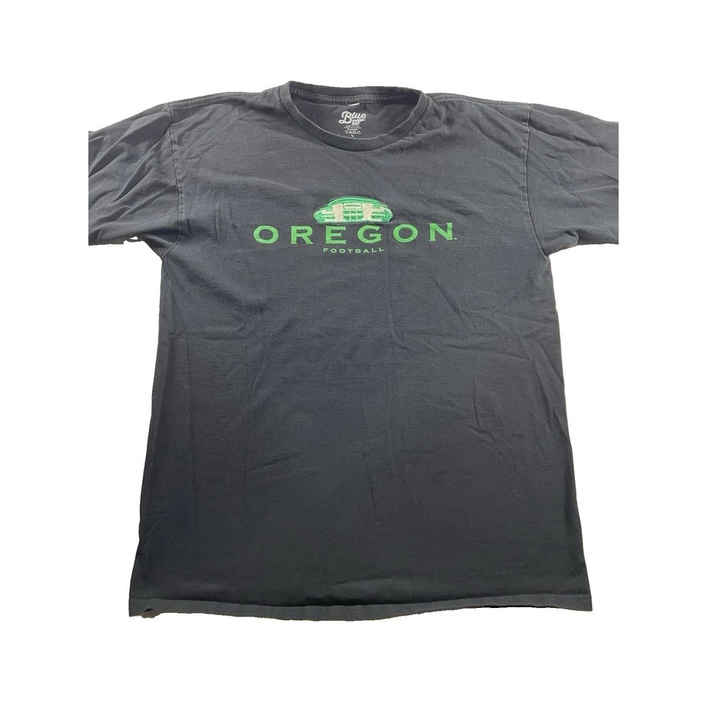 Blue 84 Oregon Football Embroidered Black Graphic T-Shirt Men's Size L